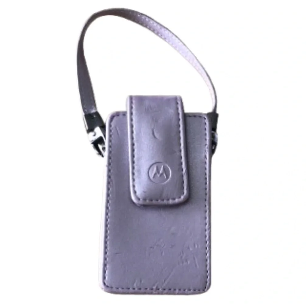 MOTOROLA LAVENDER PHONE HOLDER WITH STRAP • 2-1/4” x 4” x 1”